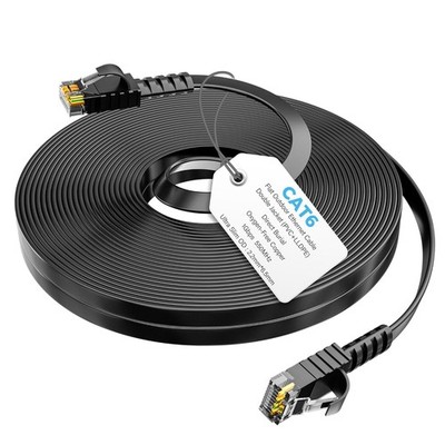 Netzwerkkabel CAT6 Flach 5m Schwarz Gigabit UV-beständig Innen Außen POE
