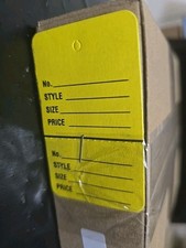 Price tags for clothing, 1000 yellow paper hang tags, full box, 7cm x 4cm