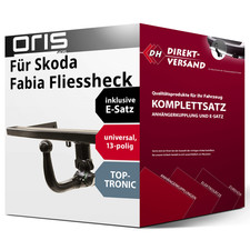 Für Skoda Fabia I 6Y (Oris) Anhängerkupplung abnehmbar + E-Satz 13pol universell