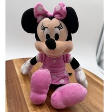 Disney Minnie Mouse Plush Pink Polka Dot Dress Stuffed Animal 10"