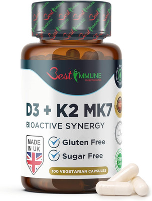 Vitamin D3 2000 IU K2 MK7 100mcg 100 Capsules Vegan Best Immune Supplement
