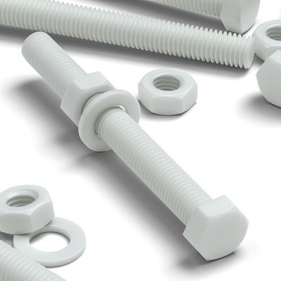 5x White POM M16 x 150 mm Nuts, Bolts & Washers (5/8 x 5-29/32 in)