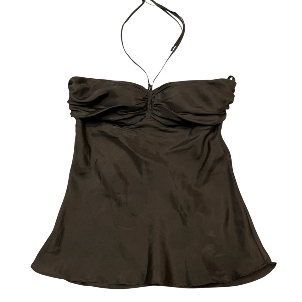 Arden B Y2K Tank Top Womens M Brown Silk Babydoll Cami Smocked Fairy Whimsigoth - Image 2 of 4