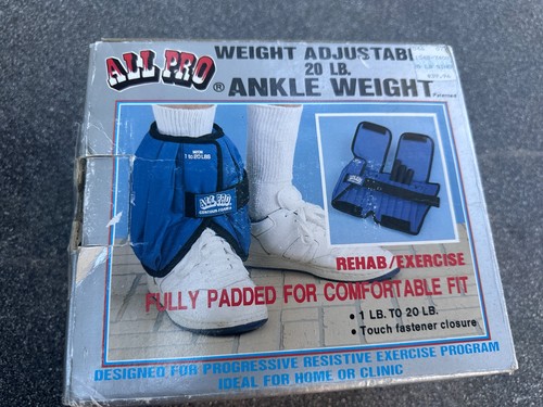 Vtg 80s All Pro Single 1-20 LB Weight Adjustable Ankle Weight Fully Padded w/Box