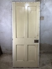 31 7/8"X 77 1/4" 1930s Internal Painted Pitch Pine Four Panel Door 2over2 Old