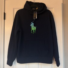 Polo Ralph Lauren Men's Big Pony Fleece Ombre Pullover Hoodie Blue NWT Medium