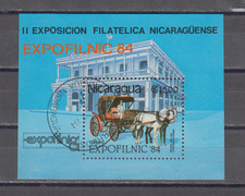 NICARAGUA :  1984 -   SOUVENIR SHEET - SCOTT #  C1047    HORSES