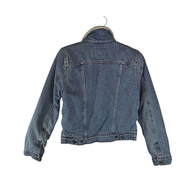 Levi’s Type III Sherpa Trucker Jacket Divided Blue Medium Wash, Size S image 5