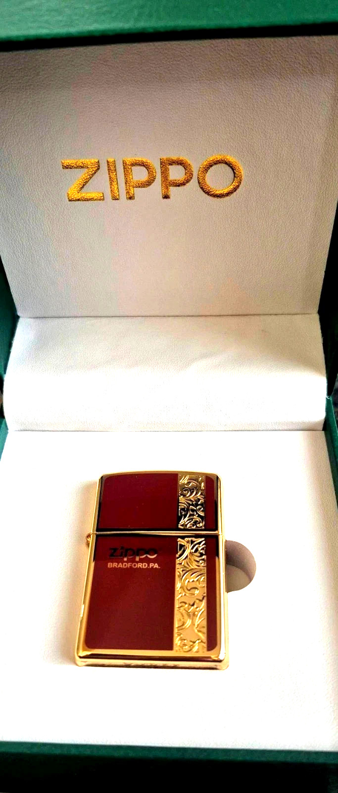 Rare Deep Carved Burgundy Enamel Classy  Zippo Lighter