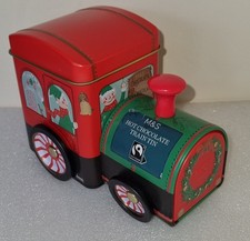 Marks + Spencer EMPTY Christmas Hot Chocolate Rotating Wheel Train Tin (2025)