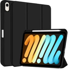 TPU Leder Hülle Schwarz 3-fach mit Stiftschlitz für iPad mini 2024 / mini 6