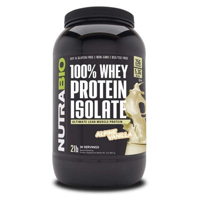 NutraBio Whey Protein Isolate 2lb  ALPINE VANILLA FLAVOR