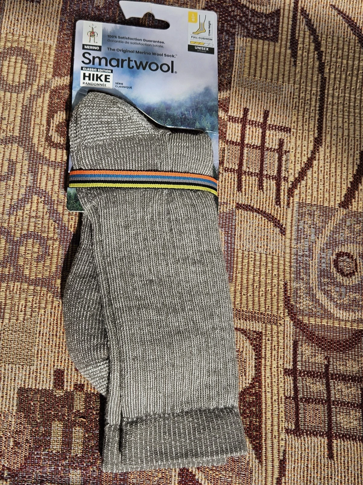 Smartwool Classic Edition Hike Full Cushion Taupe Unisex Socks 66% Wool Large