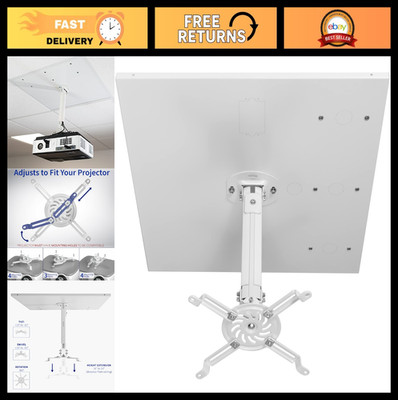Universal Adjustable 2x2 Drop Ceiling Projector Mount Kit for Office & Home, Whi