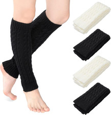4 pares de calentadores de piernas de punto trenzado para mujer botas hasta