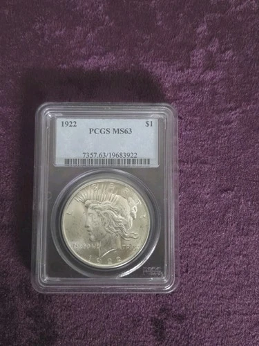 1922 $1 Peace Silver Dollar PCGS MS63
