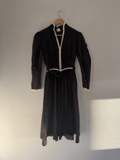 Gunne Sax by Jessica 1970s Prairie Floral Lace Trim Dress Black Purple