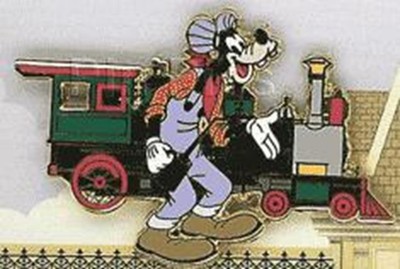 Old Disney pin DLR Railroad Train Goofy Engineer E.P. Ripley Disneyland Train