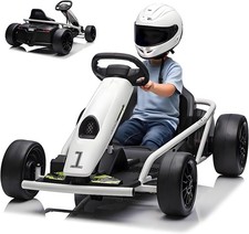 Kinder Elektro-Go-Kart 24V 2×300W Motoren 13km/h Sitz 37cm Sicherheitsgurt Musik