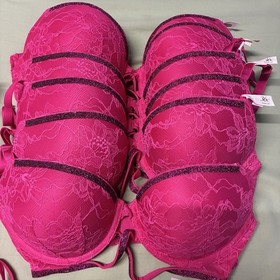 Victoria's Secret Shine Cradle Very Sexy Push Up Bra Hot Pink Lace 18 Pcs Lot