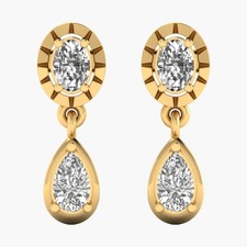 0.59 CT Pear E VS1 Lab Created Diamond 14kt Yellow Gold Drop Earrings