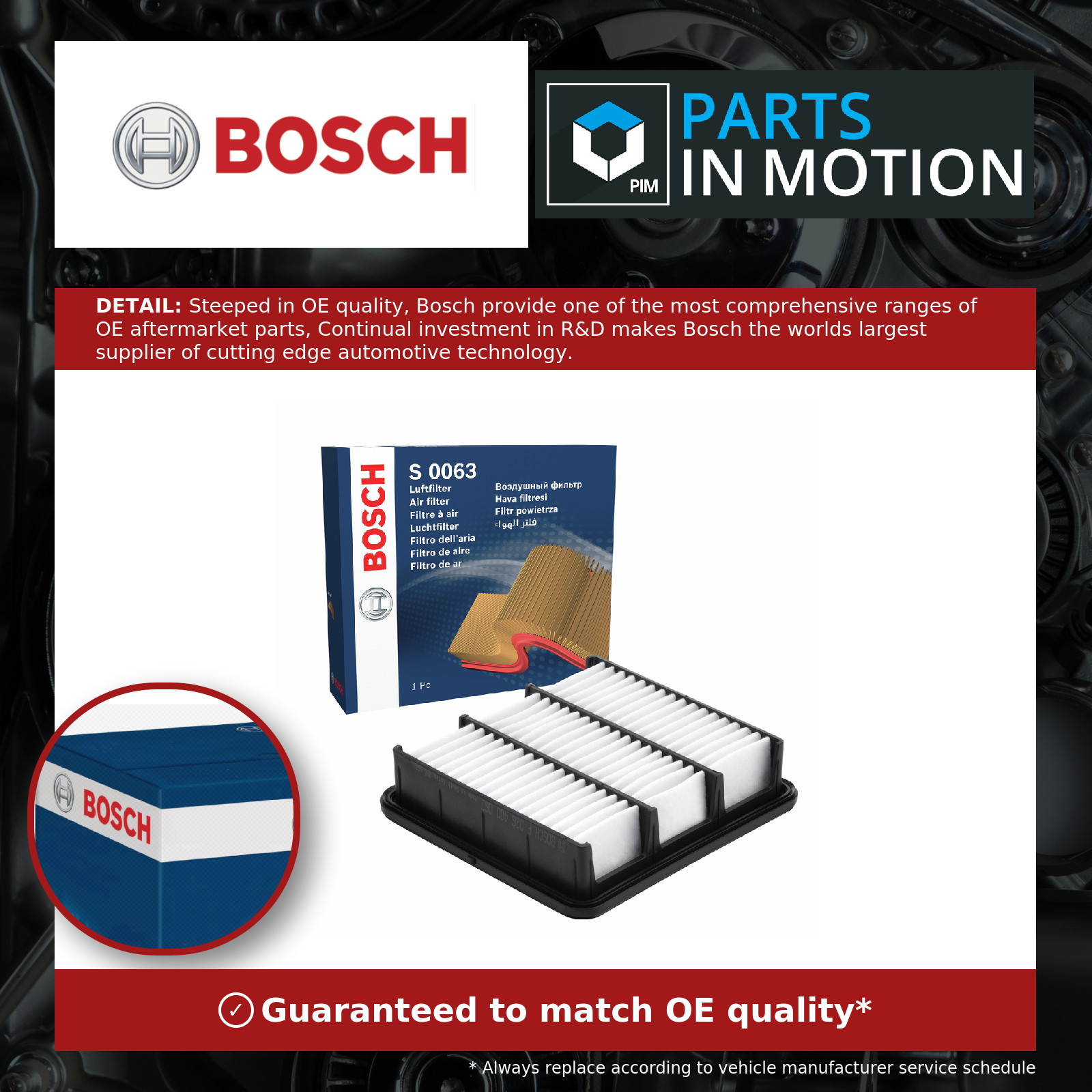 Air Filter F026400063 Bosch 281132H000 S0063 Genuine Top Quality Guaranteed New - Image 18