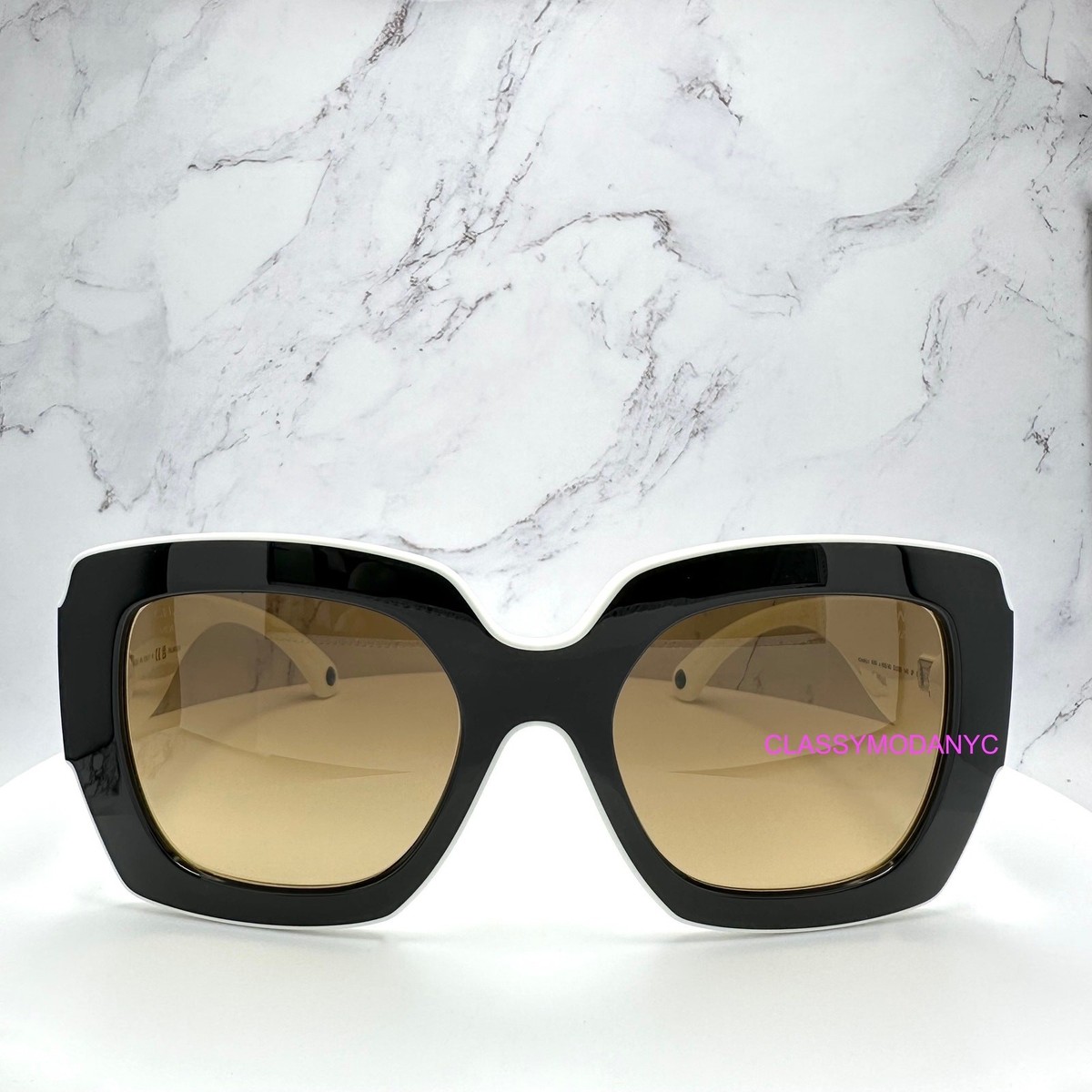 New CHANEL Sunglasses Black & White Polarized Square 