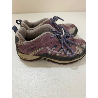 Merrell Kids Purple Gray Suede Mesh Low Top Hiking Shoes Sneakers Size 1