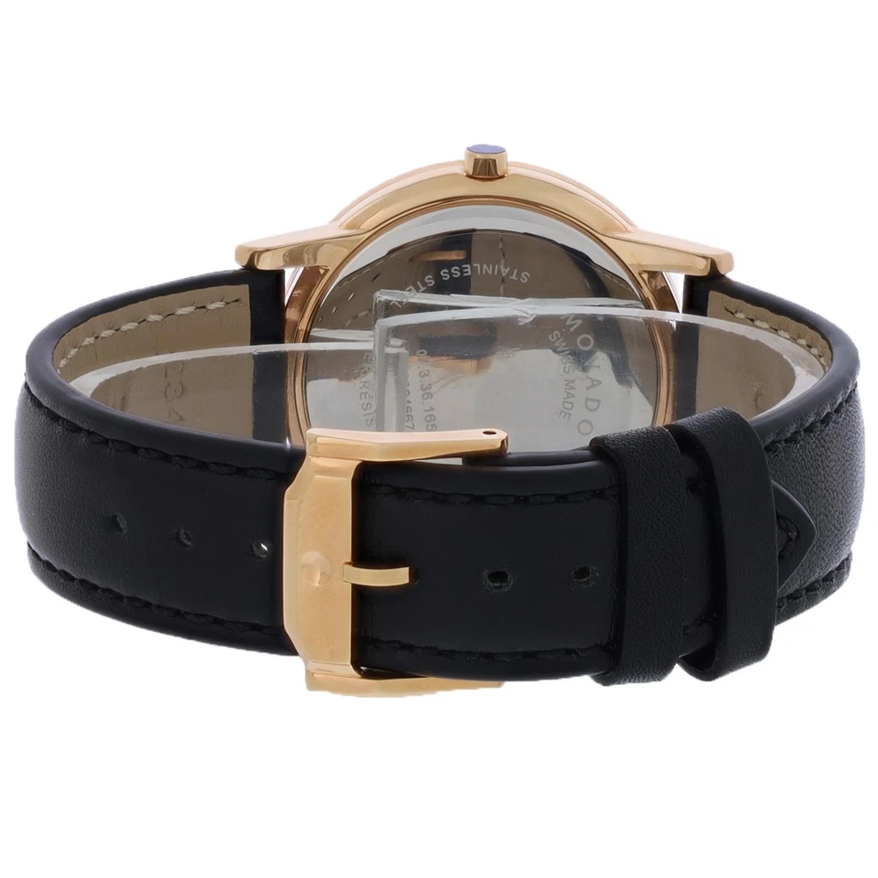 Reloj de cuarzo Movado Museum para mujer esfera negra oro rosa PVD acero inoxidable 0607585 Foto 3 de 4