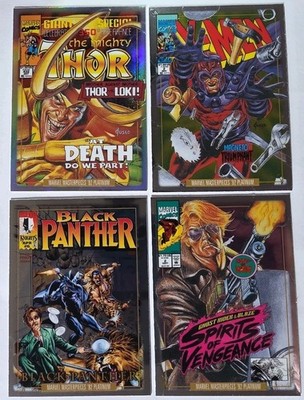 2024 Marvel Masterpieces '92 Platinum 4-Card INSERT LOT Variant & Fantastic...
