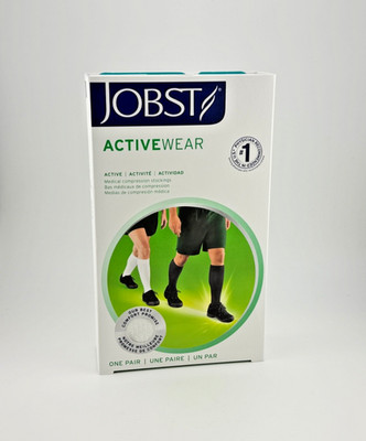 New Jobst ActiveWear 20-30 mmHg Compression Sock Large Knee High Cool White