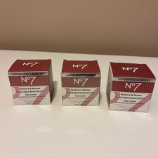 Lot Of Three No7 Restore Renew SPF30 Face Neck Multi Action Day Cream 03/27