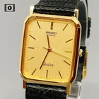 Vintage1989【N Mint】 Seiko Dolce 7731-5240 Qz 24mm Men's Gold Dial Watch US Stock