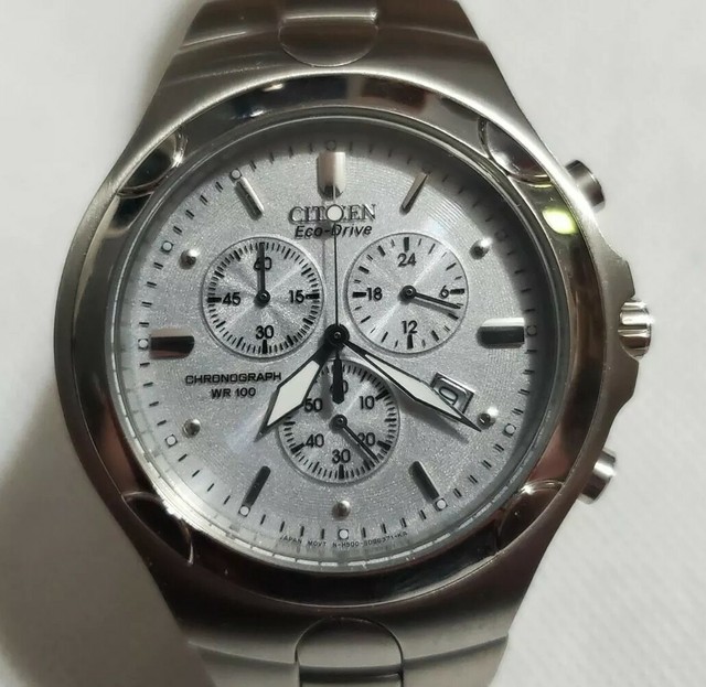Citizen Titanium H500 Eco Drive 42mm Chronograph 200m Silver Dial Watch 516  for sale online | eBay