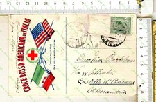BB-435) CARTOLINA WW 1 CROCE ROSSA AMERICANA -BERSAGLIERI CICLISTI 7/18