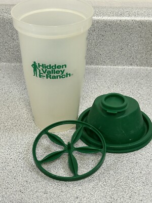 Hidden Valley Ranch Dressing Shaker Mixer Wheel Lid Green Made USA Vintage 16 oz