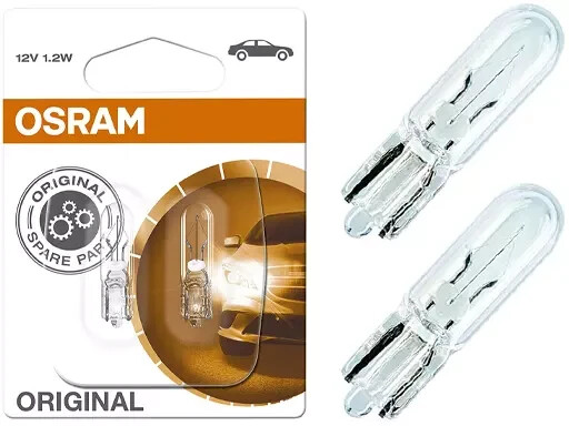 12V 1.2W GENUINE OSRAM T5 (286) W2x4.6d 3200K Interior Light | 2 x