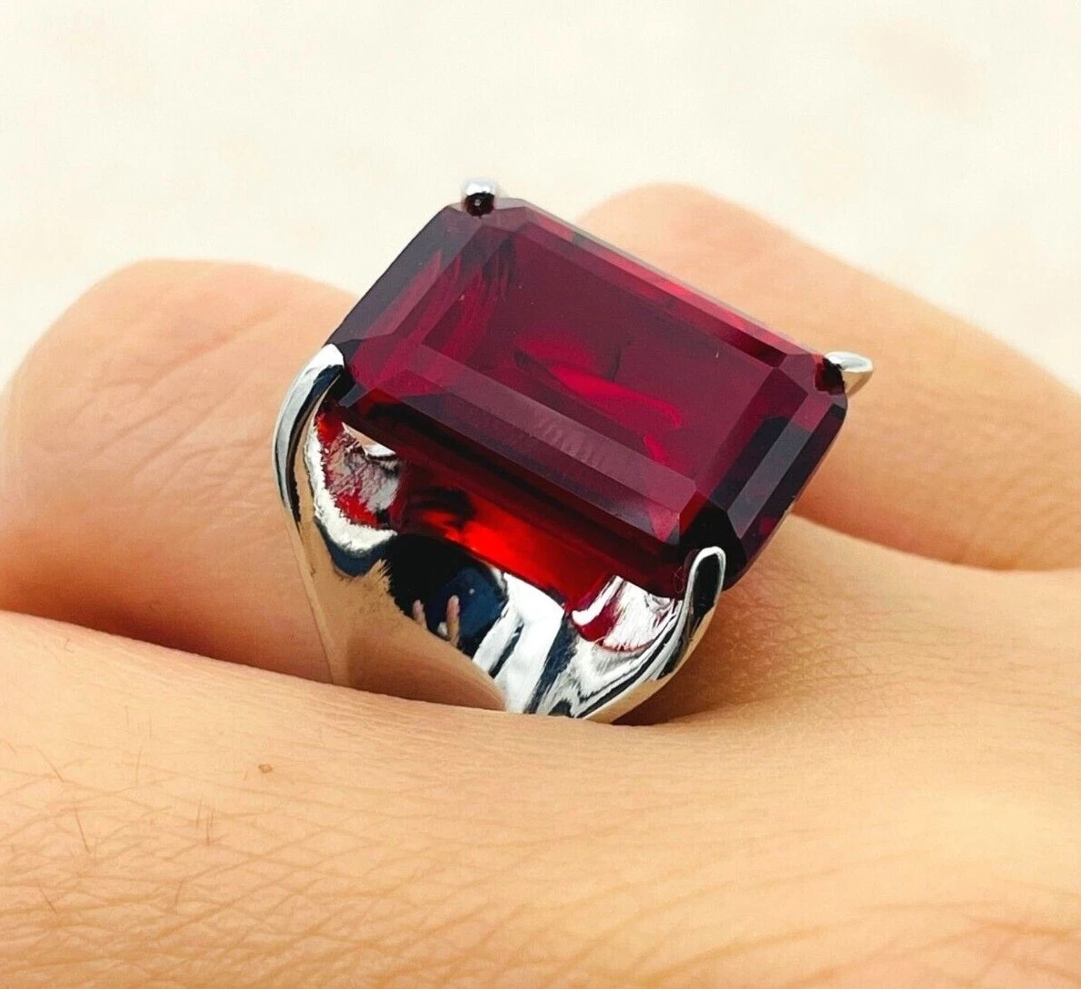 Ruby square shop ring
