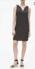 GAP Women Size S Print Split-neck Shift Dress In Rayon Sleeveless Lightweight