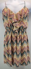 I3) Francesca's Alya Women's Spaghetti Strap Lined & Layered Colorful Dress Med
