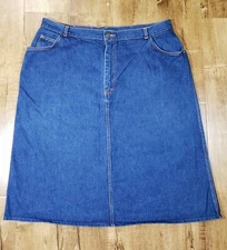 VTG PS GITANO Jeans Denim Skirt Women 38R Back Slit Pockets Midi Blue Logo