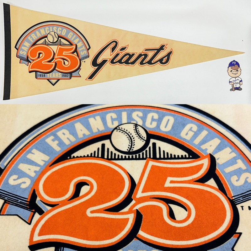 1982 25th Anniversary San Francisco Giants 12x30 Baseball Vintage Pennant MLB SF