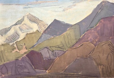 Gemälde Ölgemälde Mischtechnik / Schweiz Meiringen /  Expressionismus Gebirge