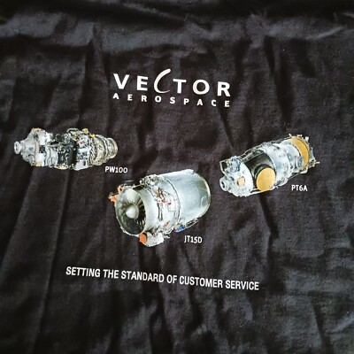 Vector Aerospace Jet Turbine Engine Graphic T Shirt Size 2XL  VB7 