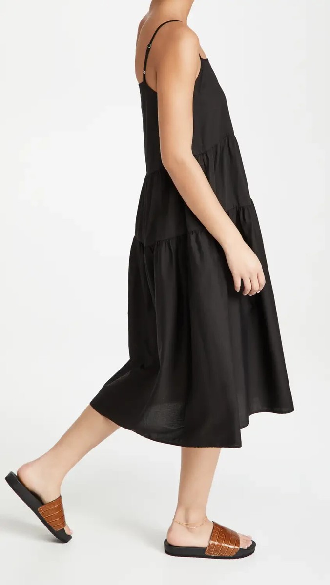 enza costa cotton tiered dress Black Strappy Midi L130221 Size Small (0) Inexpensive Wedding Dresses length textured tank dress Size:24 (ADD +$10) Dockers, Mens Agent Leather Gingham dress