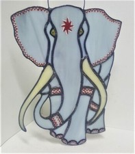 Elephant Stained Glass Suncatcher Window Panel Lovely Wild Animal Ornament