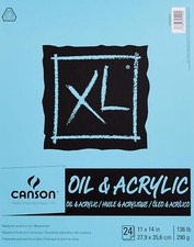Canson XL Series Oil and Acrylic, Foldover Pad, 11"x 14" 24 Sheets 136lb/290g 