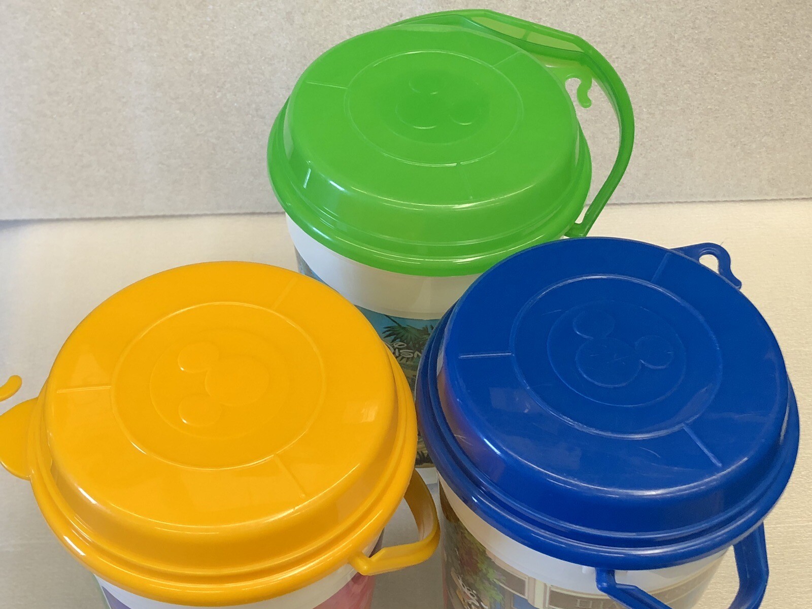 Lot of 3 VTG Disney Popcorn Buckets w/ Lids Mickey Jungle Cruise