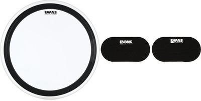 Evans EMAD2 Clear Bass Batter Head - 24 inch + Evans EQPB2 Value Bundle