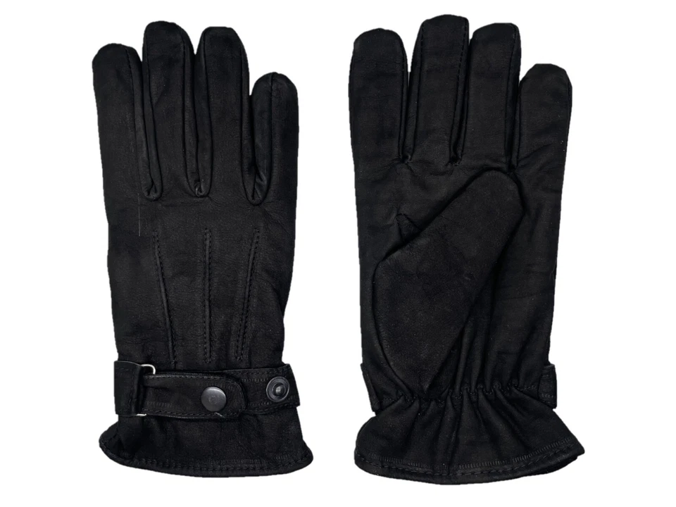 Guantes de invierno de cuero gamuza nobuc genuinos para hombre con forro polar S-3XL Foto 4 de 4